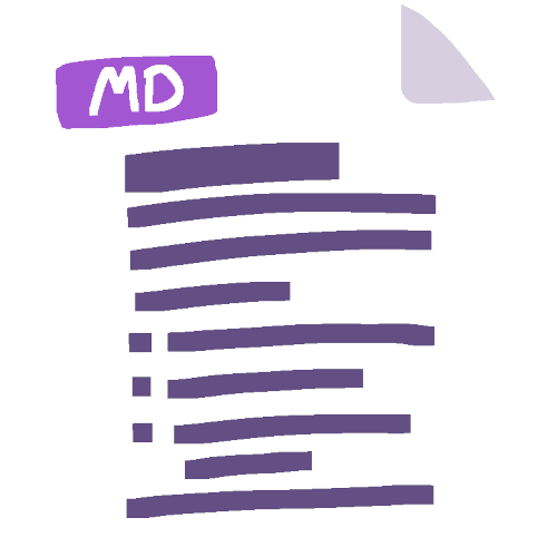  a purple-tinted white piece of paper with text on it and a blue label saying 'MD' in the top left.